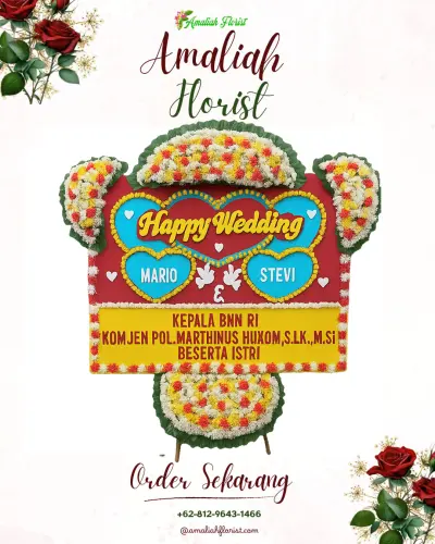 Karangan Papan Bunga Pernikahan di Olora